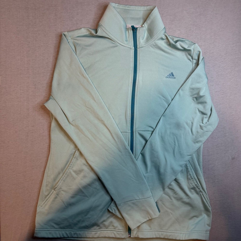 Adidas Golf Womens RDY Full Zip Jacket Mint Green Thumbholes Mock Neck Large